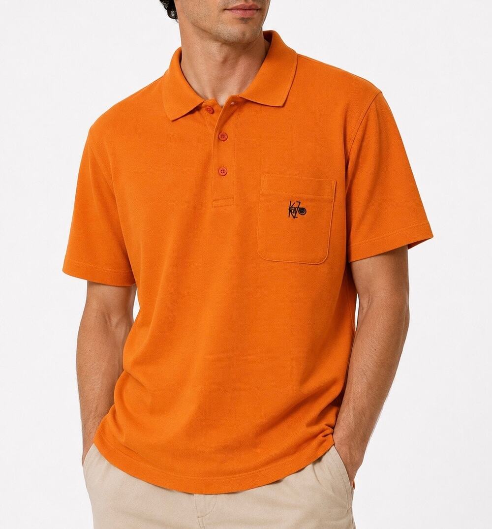 Vintage Kenzo Golf Orange Logo Pocket Polo Shirt Men’s Size 4 (Large)